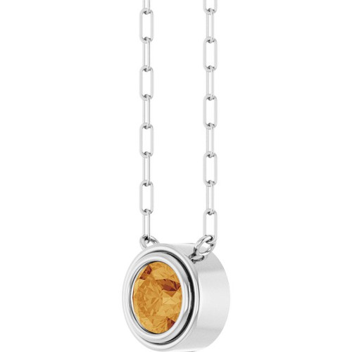 Sterling Silver Natural Citrine 18" Necklace
