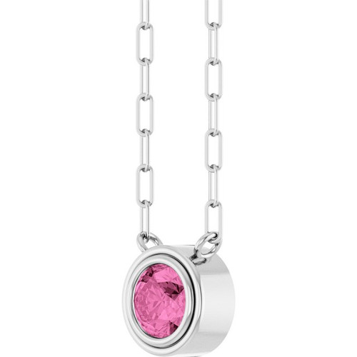 14 Karat White Gold Natural Pink Sapphire Necklace 18 Inch - $1,536