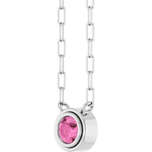 Sterling Silver Natural Pink Sapphire 18" Necklace