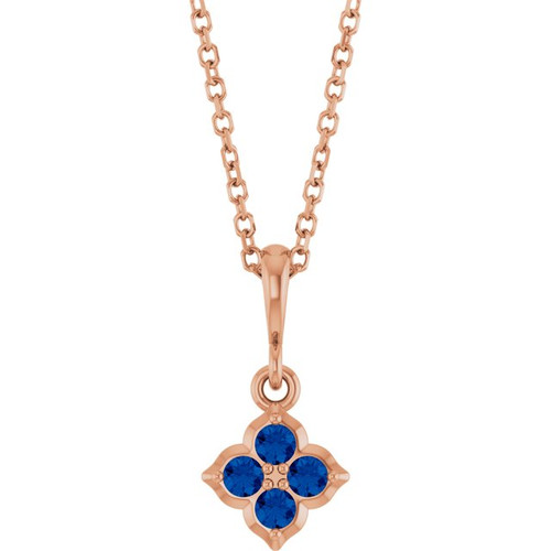 14K Rose Lab-Grown Blue Sapphire 16-18" Necklace
