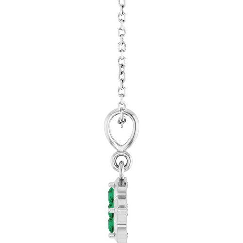 Sterling Silver Lab-Grown Emerald 16-18" Necklace