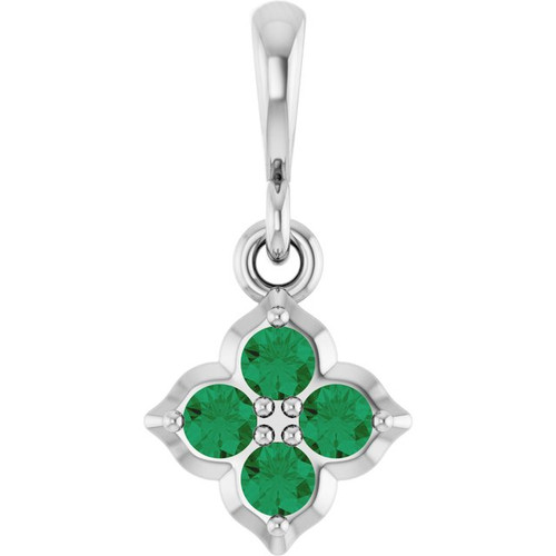Platinum Lab-Grown Emerald Pendant