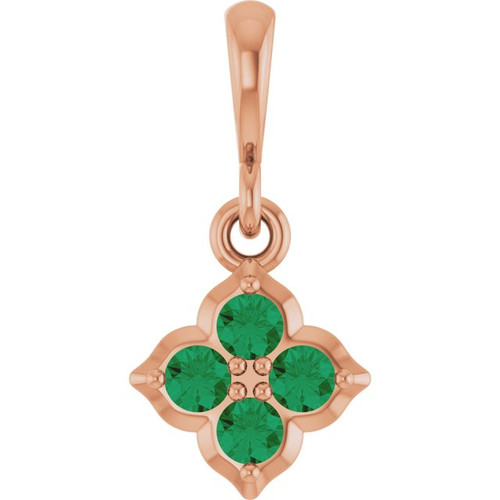 14K Rose Lab-Grown Emerald Pendant