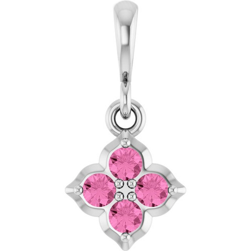 14K White Lab-Grown Pink Sapphire Pendant