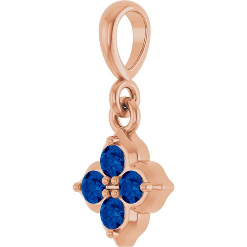 14K Rose Lab-Grown Blue Sapphire Pendant