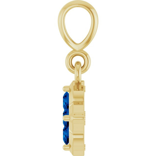 14 Karat Yellow Gold Lab Grown Blue Sapphire Gemstone Pendant | $326