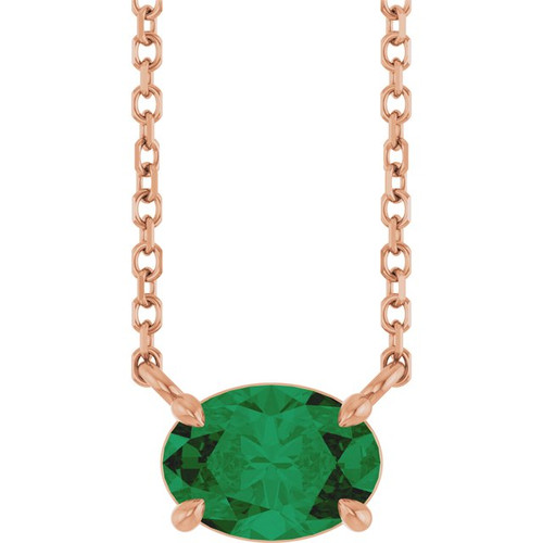 14K Rose Natural Emerald 18" Necklace