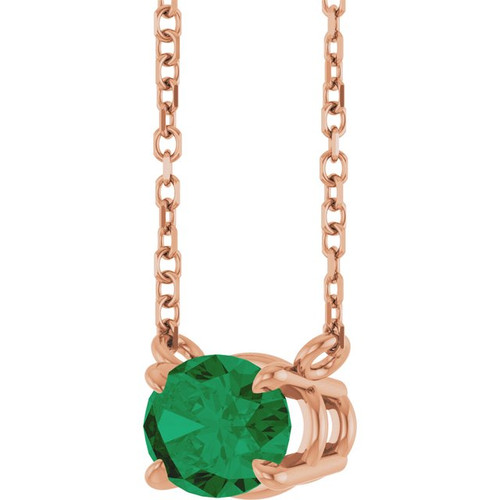 14K Rose Natural Emerald 18" Necklace