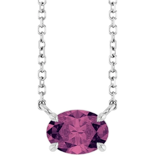 14K White Natural Pink Tourmaline 18" Necklace