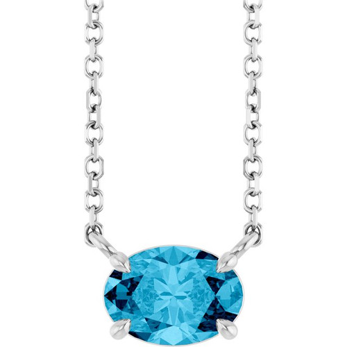 Platinum Natural Aquamarine 18" Necklace