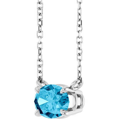 Platinum Natural Aquamarine 18" Necklace