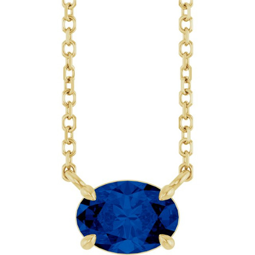 14K Yellow Natural Blue Sapphire 18" Necklace