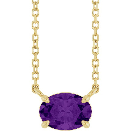 14K Yellow Natural Amethyst 18" Necklace