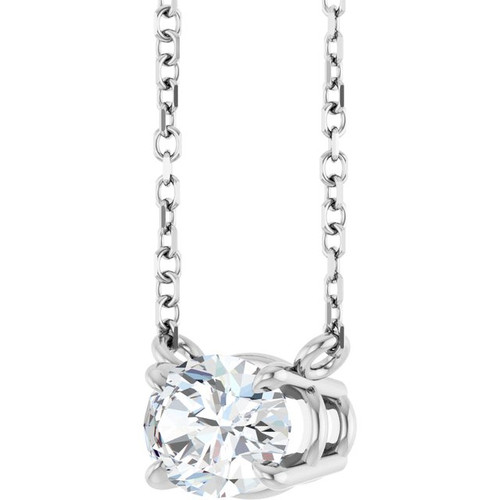 14K White Natural White Sapphire 18" Necklace