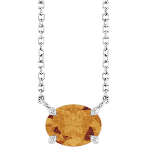Platinum Natural Citrine 18" Necklace