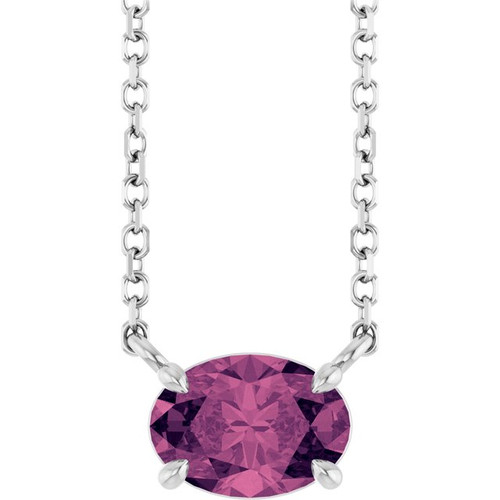 Sterling Silver Natural Pink Tourmaline 18" Necklace