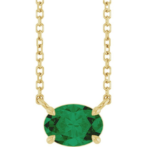 14K Yellow Lab-Grown Emerald 18" Necklace