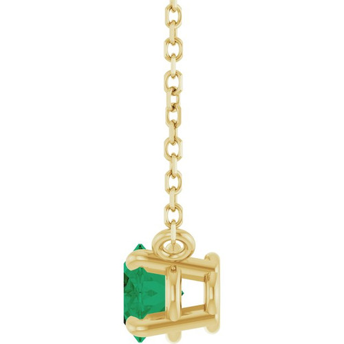 14K Yellow Lab-Grown Emerald 18" Necklace