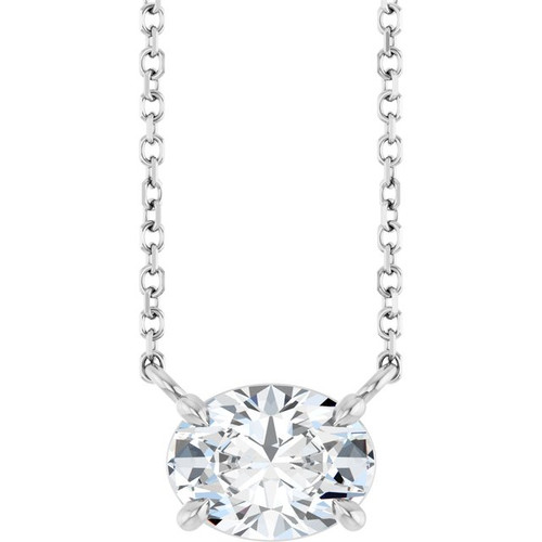 14K White Natural White Sapphire 18" Necklace