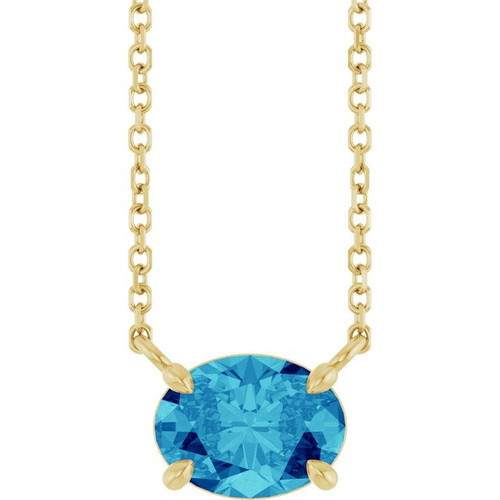14K Yellow Natural Blue Zircon 18" Necklace