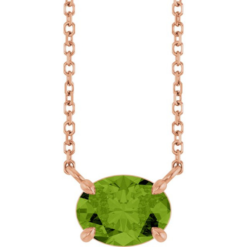 14K Rose Natural Peridot 18" Necklace