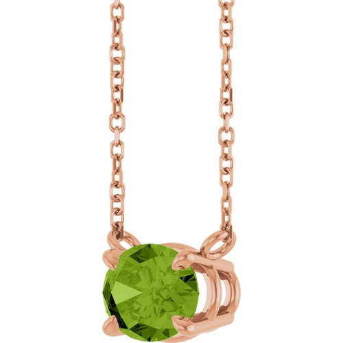 14K Rose Natural Peridot 18" Necklace