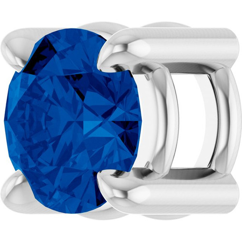 Platinum 4 mm Lab-Grown Blue Sapphire Pendant