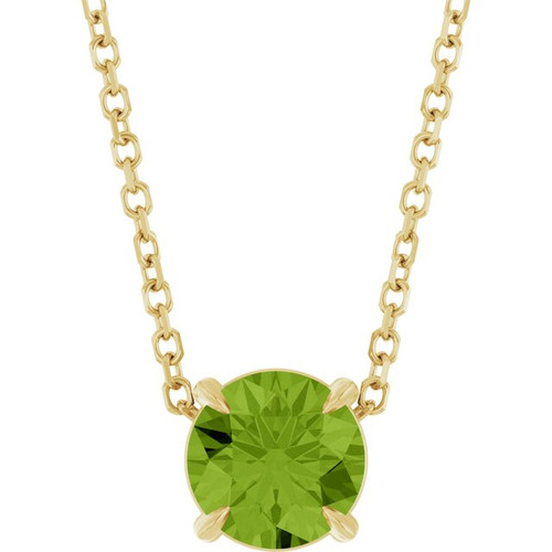 14K Yellow 6 mm Natural Peridot 16-18" Necklace