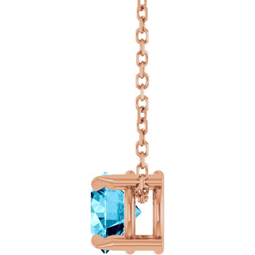 14K Rose 6 mm Natural Aquamarine 16-18" Necklace