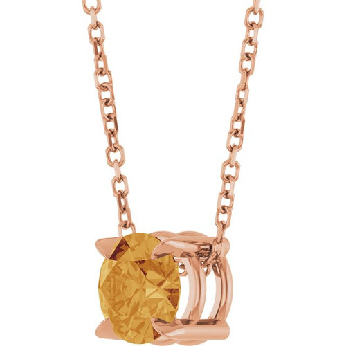 14K Rose 6 mm Natural Citrine 16-18" Necklace