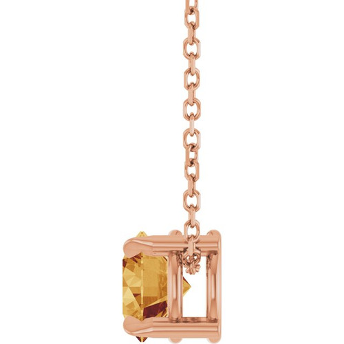 14K Rose 6 mm Natural Citrine 16-18" Necklace