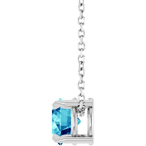 Platinum 6 mm Natural Blue Zircon 16-18" Necklace