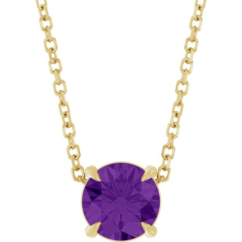 14K Yellow 6 mm Natural Amethyst 16-18" Necklace