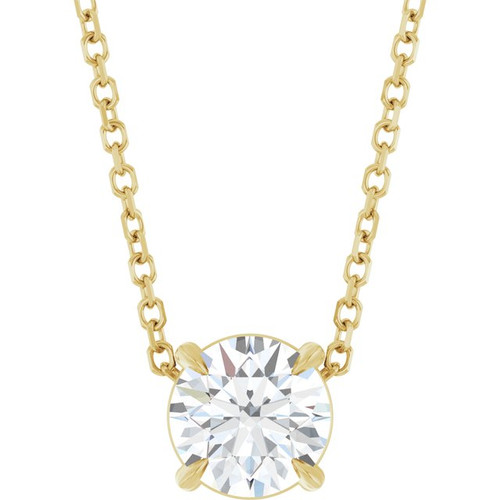 14K Yellow 6 mm Natural White Sapphire 16-18" Necklace