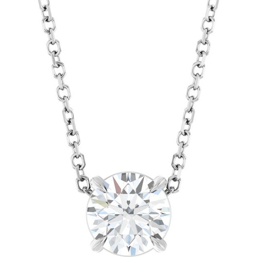Platinum 6 mm Natural White Sapphire 16-18" Necklace