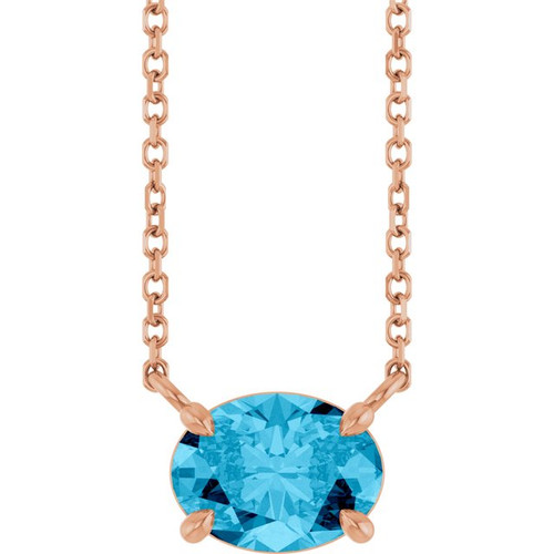 14K Rose Natural Aquamarine 18" Necklace