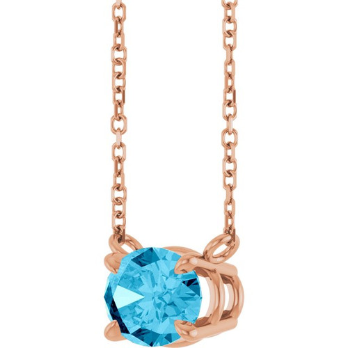 14K Rose Natural Aquamarine 18" Necklace