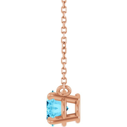 14K Rose Natural Aquamarine 18" Necklace