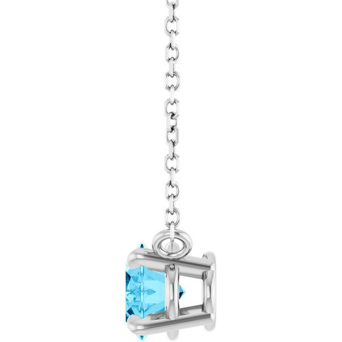 14K White Natural Aquamarine 18" Necklace