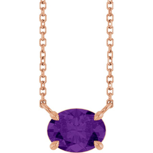 14K Rose Natural Amethyst 18" Necklace