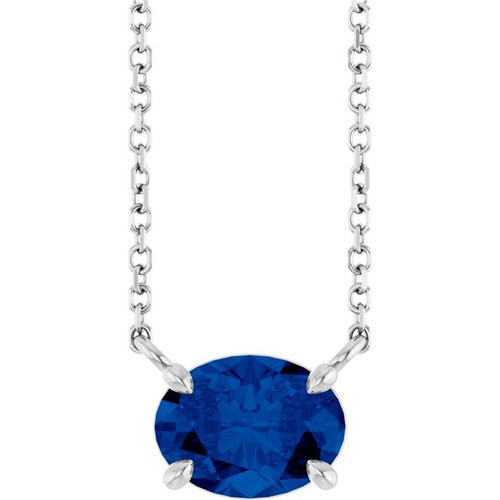 Platinum Natural Blue Sapphire 18" Necklace