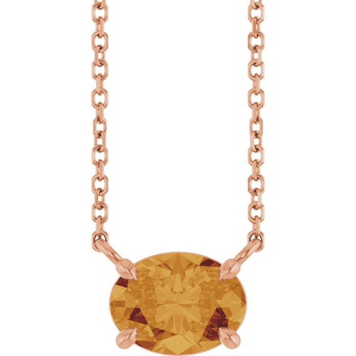 14K Rose Natural Citrine 18" Necklace