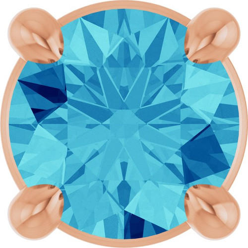 14K Rose 4 mm Natural Blue Zircon Pendant