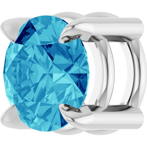 14 Karat White Gold 5 mm Natural Blue Zircon Gemstone Pendant | $302