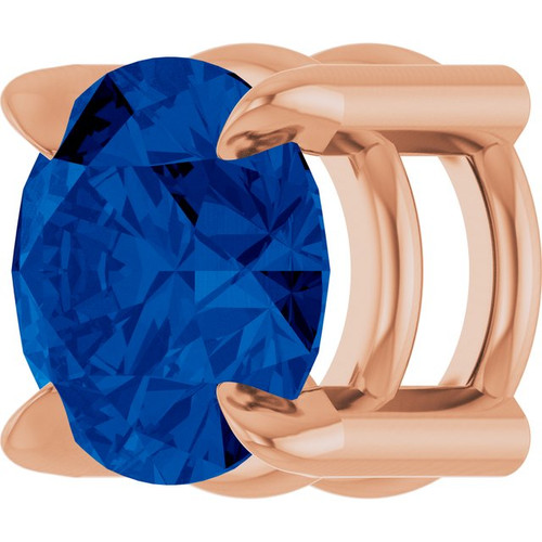 14K Rose 5 mm Lab-Grown Blue Sapphire Pendant