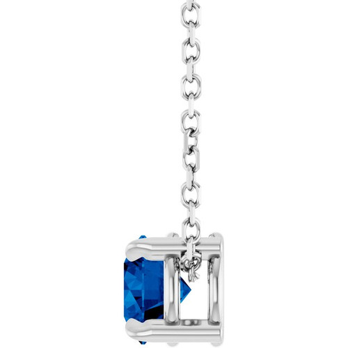 Platinum 5 mm Lab-Grown Blue Sapphire 16-18" Necklace