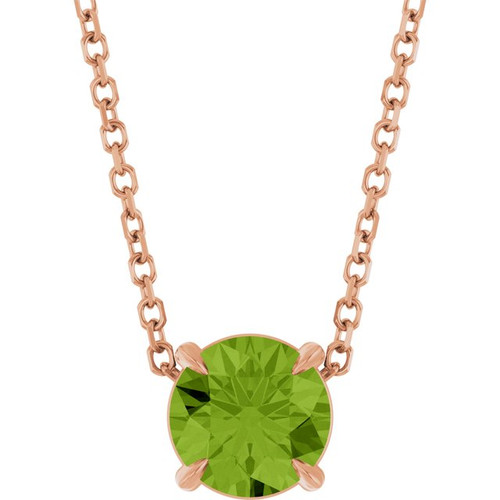 14K Rose 6 mm Natural Peridot 16-18" Necklace