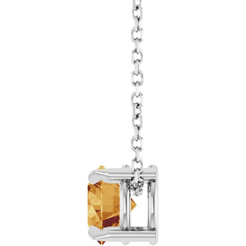14K White 6 mm Natural Citrine 16-18" Necklace