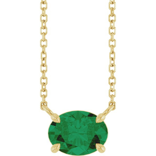 14K Yellow Lab-Grown Emerald 18" Necklace