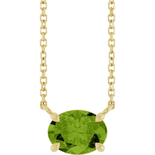 14K Yellow Natural Peridot 18" Necklace